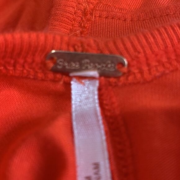 Free People Bright Orange/Red Oversized Tunic deep V-neck top - Picture 11 of 14